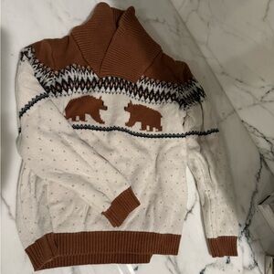 Janie and Jack boys Brown Ribbed bear Sweater